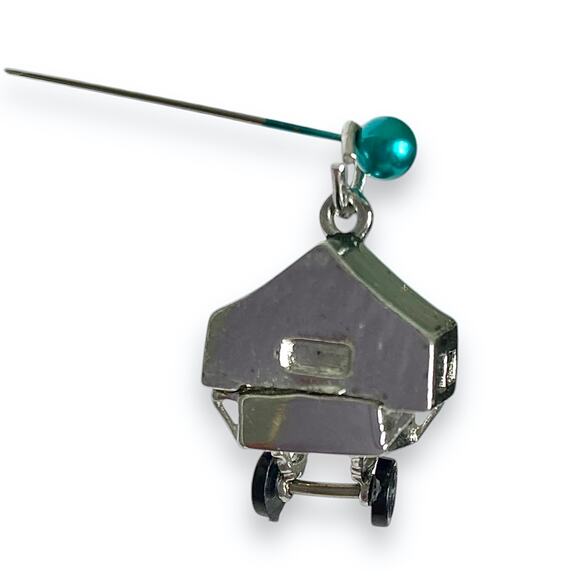 Vintage Charm Travel Trailer Camper Silver Tone Wheels Turn Whimsical 1950s RARE - Picture 4 of 13